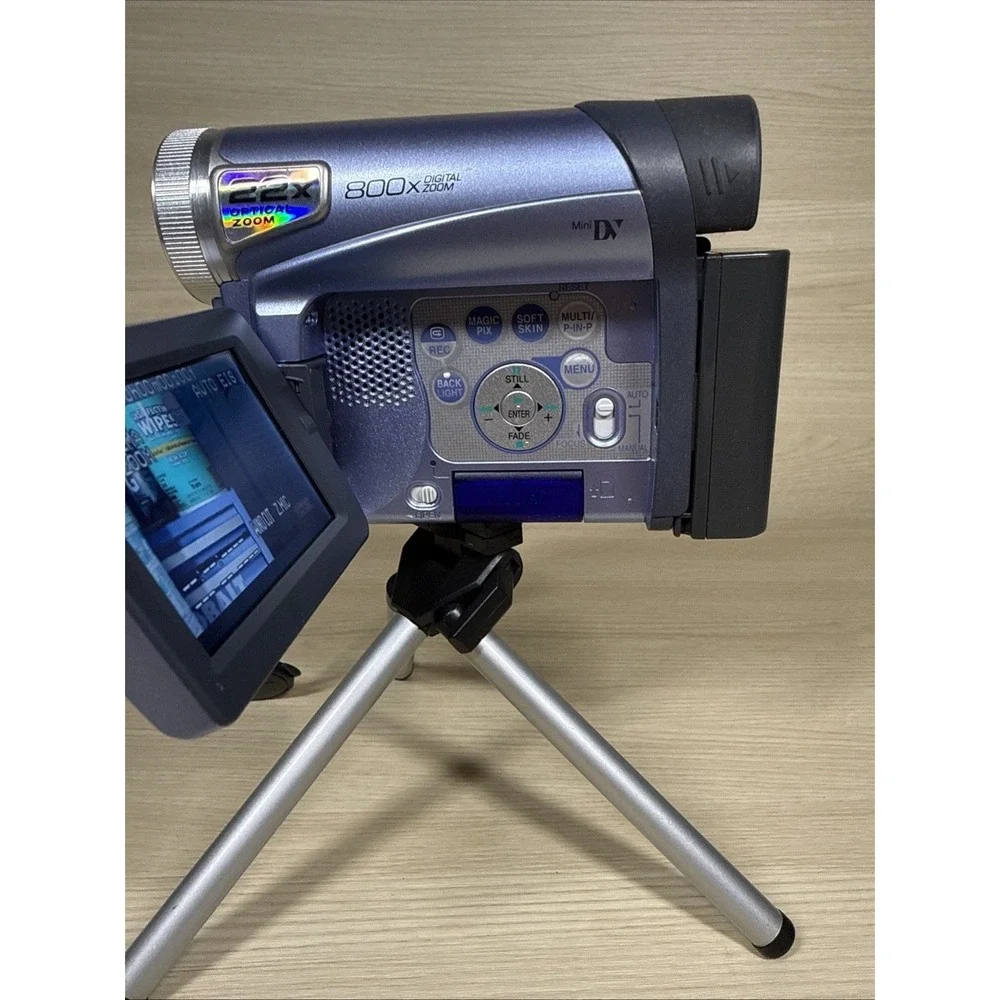 Panasonic PV-GS2 Blue MiniDV Camcorder Video Camera - Tested & Working W/ Tripod